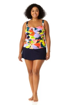 Anne Cole Plus - Women's Twist Front Bandeaukini Swim Top 15 Anne Cole Plus - Women's Twist Front Bandeaukini Swim Top -Chic Swimwear Shop 23PT25050 MULT MYMB41401 NAVY 0168