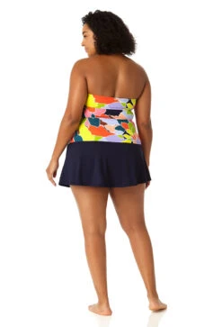 Anne Cole Plus - Women's Twist Front Bandeaukini Swim Top 16 Anne Cole Plus - Women's Twist Front Bandeaukini Swim Top -Chic Swimwear Shop 23PT25050 MULT MYMB41401 NAVY 0200