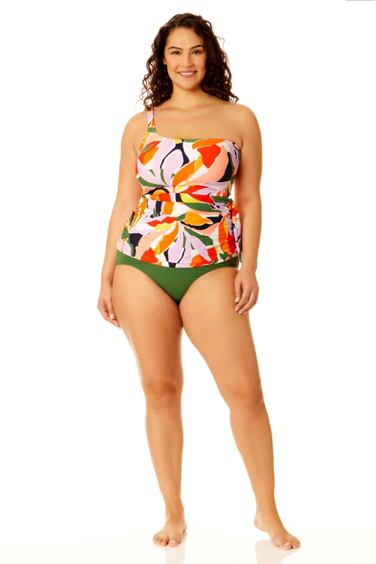 Anne Cole Plus - Women's Asymmetrical Side Tie Tankini Swim Top 11 Anne Cole Plus - Women's Asymmetrical Side Tie Tankini Swim Top - Image 9