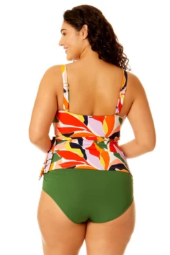 Anne Cole Plus - Women's Asymmetrical Side Tie Tankini Swim Top 22 Anne Cole Plus - Women's Asymmetrical Side Tie Tankini Swim Top -Chic Swimwear Shop 23PT25310 MULT MYPB36001 NAVY 695 3