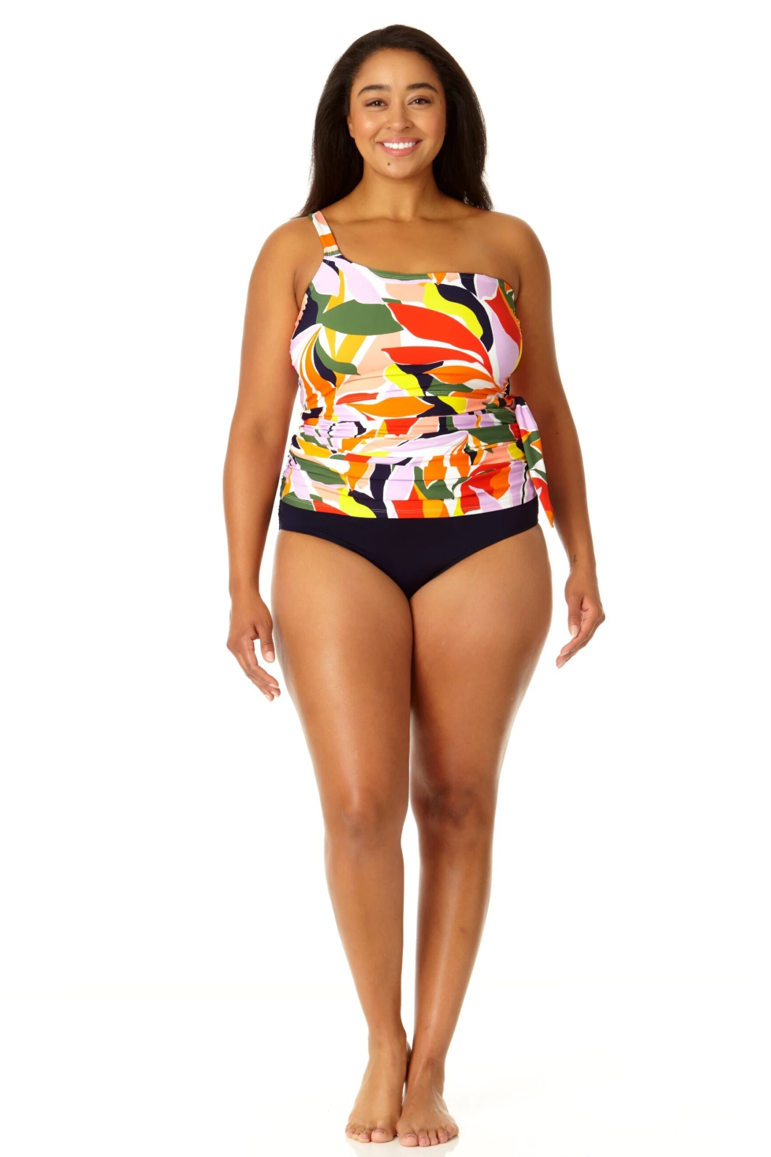 Anne Cole Plus - Women's Asymmetrical Side Tie Tankini Swim Top 6 Anne Cole Plus - Women's Asymmetrical Side Tie Tankini Swim Top - Image 4