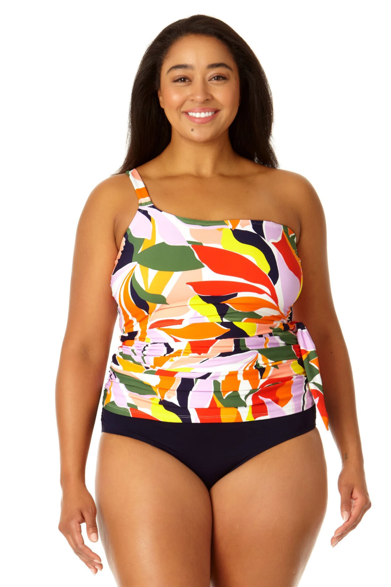 Anne Cole Plus - Women's Asymmetrical Side Tie Tankini Swim Top 3 Anne Cole Plus - Women's Asymmetrical Side Tie Tankini Swim Top