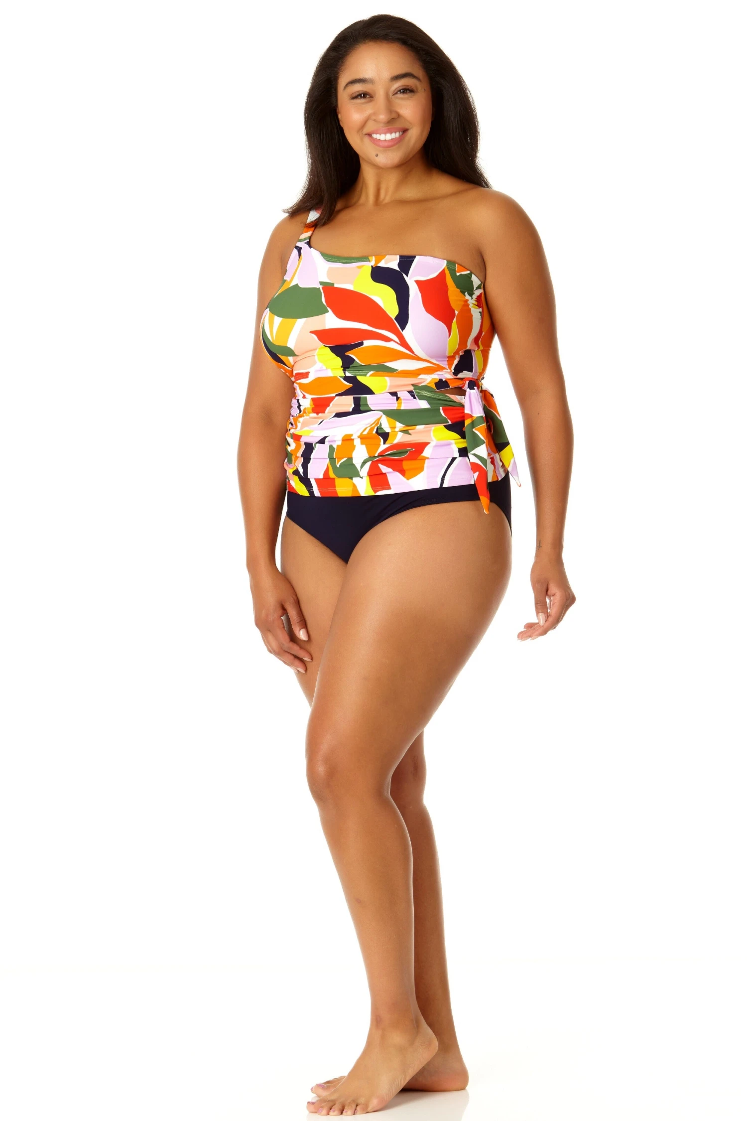 Anne Cole Plus - Women's Asymmetrical Side Tie Tankini Swim Top 8 Anne Cole Plus - Women's Asymmetrical Side Tie Tankini Swim Top - Image 6