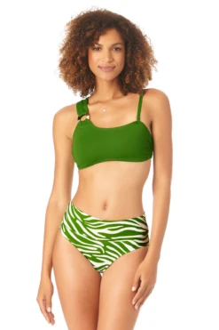 Anne Cole - Women's Asymmetrical Bandeau Bikini Swim Top -Chic Swimwear Shop AnneCole AssymetricalBandeauBikiniSwimTop 2611 22MT10801 GRN GRWT FRONT jpg