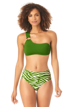 Anne Cole - Women's Asymmetrical Bandeau Bikini Swim Top -Chic Swimwear Shop AnneCole AssymetricalBandeauBikiniSwimTop 2627 22MT10801 GRN GRWT FRONT jpg