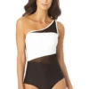 Anne Cole - Assymetrical Mesh One Piece Swimsuit -Chic Swimwear Shop AnneCole AssymetricalMeshOnePieceSwimsuit 650 22MO07101 BKWH FRONT jpg