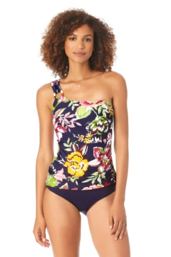 Anne Cole - Women's Assymetrical Ring Bandeau Tankini Swim Top