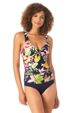 Anne Cole - Women's Twist Front Underwire Tankini Swim Top 14 Anne Cole - Women's Twist Front Underwire Tankini Swim Top -Chic Swimwear Shop AnneCole AssymetricalRingBandeauTankiniSwimTop 1581 22MT22961 NAVY FRONT jpg