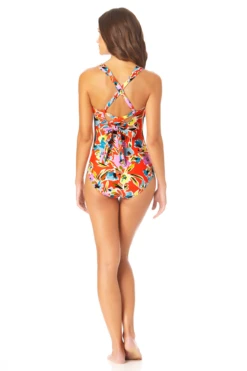 Anne Cole - Back Lace Up Bandeau One Piece Swimsuit -Chic Swimwear Shop AnneCole BackLaceUpBandeauOnePieceSwimsuit 301 22MO06574 MULT jpg
