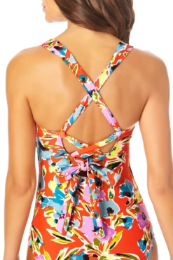 Anne Cole - Back Lace Up Bandeau One Piece Swimsuit -Chic Swimwear Shop AnneCole BackLaceUpBandeauOnePieceSwimsuit 308 22MO06574 MULT jpg