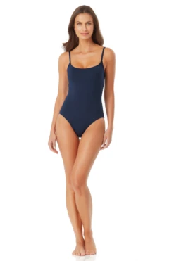 Anne Cole - Classic Lingerie Maillot One Piece Swimsuit -Chic Swimwear Shop AnneCole ClassicLingerieMaillot 1555 MYMO00101 NVY jpg