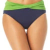 Anne Cole - Draped Mid Rise Swim Bottom -Chic Swimwear Shop AnneCole DrapedMidRiseSwimBottom 918 22MB37101 NVCB FRONT jpg
