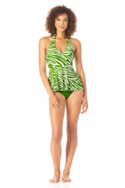 Anne Cole - Women's Flounce Tankini Swim Top 8 Anne Cole - Women's Flounce Tankini Swim Top -Chic Swimwear Shop AnneCole HighNeckHalterTankiniSwimTop 005 22MT22264 GRGR jpg
