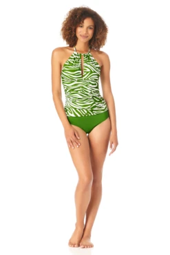 Anne Cole - Women's High Neck Halter Tankini Swim Top -Chic Swimwear Shop AnneCole HighNeckHalterTankiniSwimTop 2727 22MT22164 GRGR jpg