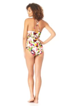 Anne Cole - High Neck Smocked One Piece Swimsuit -Chic Swimwear Shop AnneCole HighNeckSmockedOnePieceSwimsuit 406 22MO05263 MULT jpg
