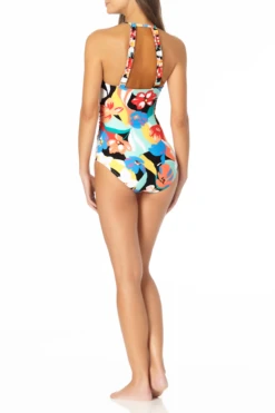 Anne Cole - High Neck With Keyhole One Piece Swimsuit -Chic Swimwear Shop AnneCole HighNeckWithKeyholeOnePieceSwimsuit 322 21MO06485 MULT Muti jpg