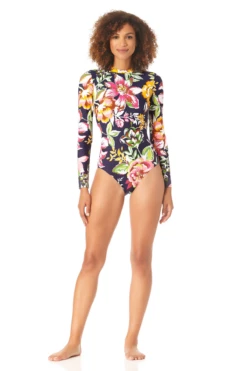 Anne Cole - Long Sleeve Open Back One Piece Rash Guard Swimsuit -Chic Swimwear Shop AnneCole LongSleeveOpenBackOnePieceRashGuardSwimsuit 2062 22MO08361 MULT jpg