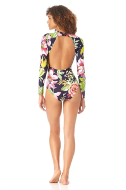 Anne Cole - Long Sleeve Open Back One Piece Rash Guard Swimsuit -Chic Swimwear Shop AnneCole LongSleeveOpenBackOnePieceRashGuardSwimsuit 2070 22MO08361 MULT jpg
