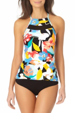 Anne Cole - Mesh High Neck Tankini Top