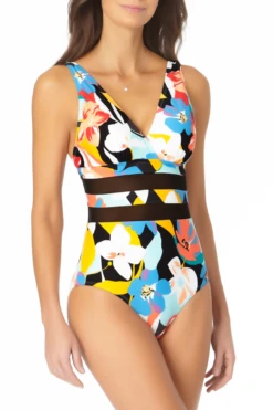 Anne Cole - Mesh Over The Shoulder One Piece Swimsuit