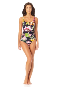 Anne Cole - Ring Belt Scoop One Piece Swimsuit -Chic Swimwear Shop AnneCole RingBeltScoopOnePieceSwimsuit 2295 22MO06961 MULT jpg
