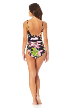 Anne Cole - Ring Belt Scoop One Piece Swimsuit -Chic Swimwear Shop AnneCole RingBeltScoopOnePieceSwimsuit 2304 22MO06961 MULT jpg