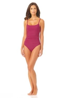 Anne Cole - Shirred Lingerie Maillot One Piece -Chic Swimwear Shop AnneCole ShirredLingerieMaillotOnePiece 937 MYMO05701 BERR jpg