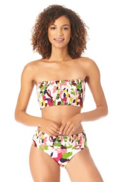 Anne Cole - Women's Smocked Pullover Bikini Swim Top -Chic Swimwear Shop AnneCole SmockedPulloverBikiniSwimTop 207 22MT11163 MULT FRONT jpg