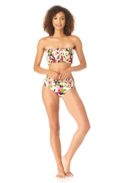 Anne Cole - Women's Smocked Pullover Bikini Swim Top -Chic Swimwear Shop AnneCole SmockedPulloverBikiniSwimTop 207 22MT11163 MULT jpg