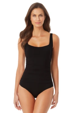 Anne Cole - Square Neck Shirred One Piece