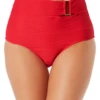 Anne Cole - Textured High Waisted Belted Bottom 1 Anne Cole - Textured High Waisted Belted Bottom -Chic Swimwear Shop AnneCole TexturedHighWaistedBeltedBottom 1375 21MB35473 RED FRONT jpg
