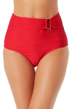 Anne Cole - Textured High Waisted Belted Bottom