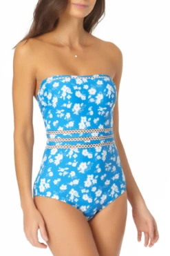 Anne Cole - Trim Bandeau One Piece Swimsuit -Chic Swimwear Shop AnneCole TrimBandeauOnePieceSwimsuit 1147 21MO05003 blue FRONT jpg