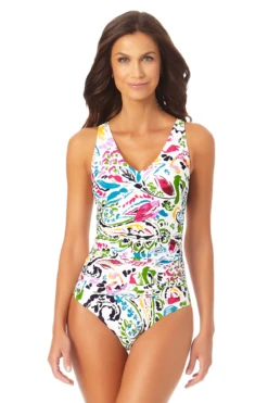 Anne Cole - V Neck Cross Back One Piece