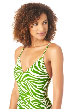 Anne Cole - X Back Shirred One Piece Swimsuit -Chic Swimwear Shop AnneCole XBackShirredOnePieceSwimsuit 143 22MO04664 GRWT jpg