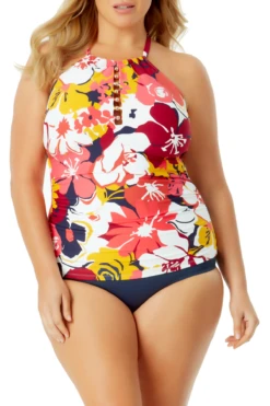 Anne Cole Plus - High Neck Beaded Tankini Top