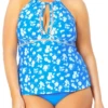 Anne Cole Plus - High Neck Keyhole Halter Tankini Top 1 Anne Cole Plus - High Neck Keyhole Halter Tankini Top -Chic Swimwear Shop AnneColePlus HighNeckKeyholeHalterTankiniTop 433 21PT22303 BLUE FRONT jpg