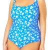 Anne Cole Plus - Square Neck Shirred One Piece 1 Anne Cole Plus - Square Neck Shirred One Piece -Chic Swimwear Shop AnneColePlus SquareNeckShirredOnePiece 597 21PO08003 BLUE FRONT jpg