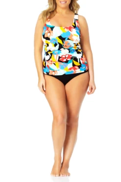 Anne Cole Plus - Square Neck Tankini Top -Chic Swimwear Shop AnneColePlus SquareNeckTankiniTop 085 21PT21985 BLK jpg