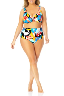 Anne Cole Plus - Twist Front Underwire Bikini Swim Top -Chic Swimwear Shop AnneColePlus TwistFrontUnderwireBikiniSwimTop 028 21PT10585 MULT jpg