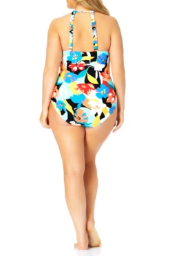 Anne Cole Plus - High Neck With Keyhole One Piece Swimsuit -Chic Swimwear Shop HighNeckWithKeyholeOnePieceSwimsuit 313 21PO06485 MULT jpg
