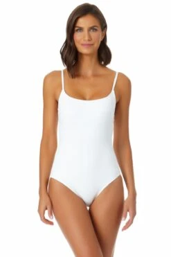 Anne Cole - Classic Lingerie Maillot One Piece Swimsuit -Chic Swimwear Shop MYMO00101 WHT 2268 2