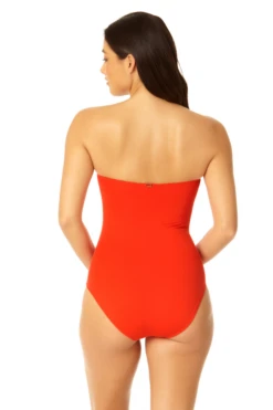 Anne Cole - Twist Front Shirred One Piece -Chic Swimwear Shop MYMO00501 RED SPICE 2
