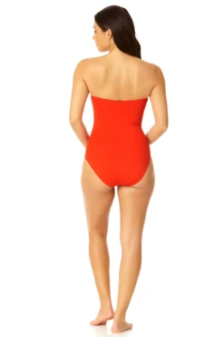Anne Cole - Twist Front Shirred One Piece -Chic Swimwear Shop MYMO00501 RED SPICE 4