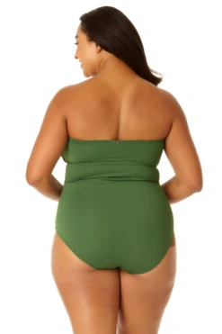 Anne Cole Plus - Twist Front Shirred One Piece -Chic Swimwear Shop MYPO00501 MOSS 1913 1