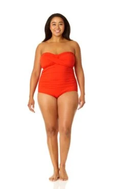 Anne Cole Plus - Twist Front Shirred One Piece -Chic Swimwear Shop MYPO00501 SPCE 1872 3