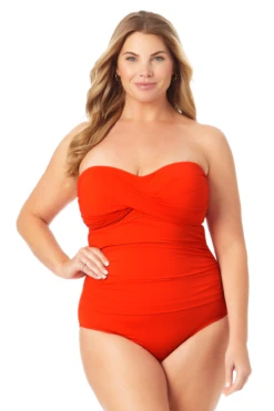 Anne Cole Plus - Twist Front Shirred One Piece -Chic Swimwear Shop MYPO00501 TRPRD 879 FRONT