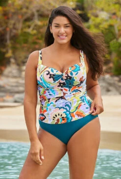 Anne Cole Plus - Women's Retro Twist Front Underwire Tankini Swim Top -Chic Swimwear Shop Myproject 18