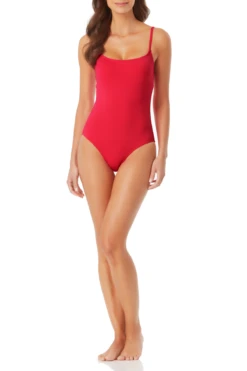 Anne Cole - Classic Moderate Leg Maillot One Piece Swimsuit -Chic Swimwear Shop annd cole live in color classic moderate leg one piece bery side 1524 21MO00101