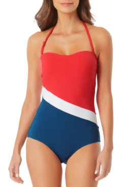 Anne Cole - Colorblock Bandeau One Piece Swimsuit -Chic Swimwear Shop anne cole color block bandeau op crop 1252 21MO02574
